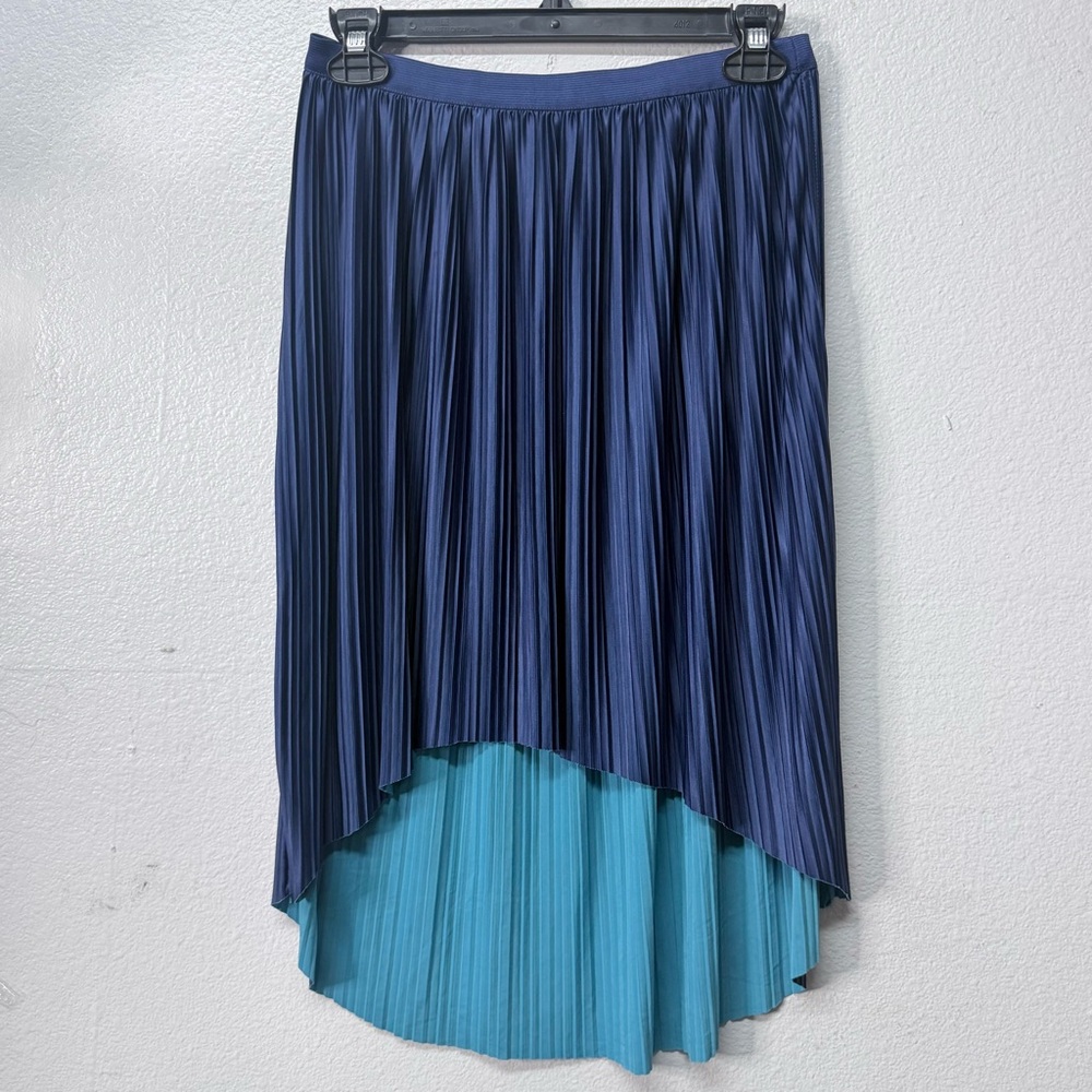 Xhilaration Blue Pleated High Low Midi Skirt Elastic Waist Flowy Feminine Small